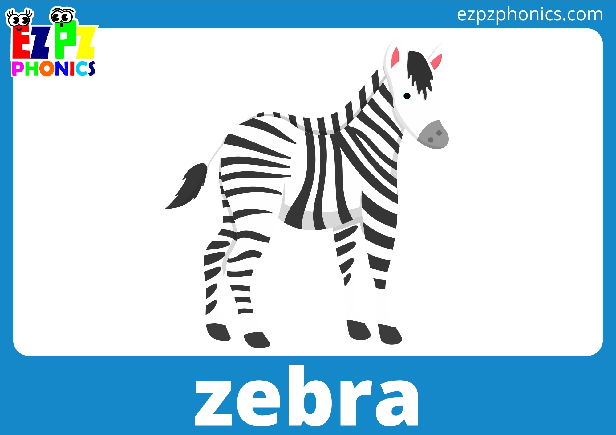 Z Beginning Sounds Full Page Flashcards with Words Phonics Alphabet